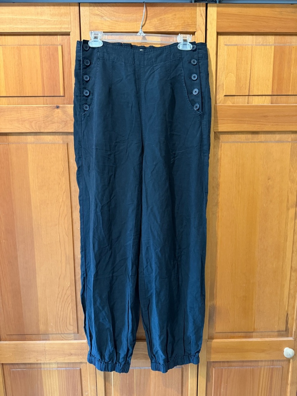 Anthropologie Linen Black Sailor Pants
